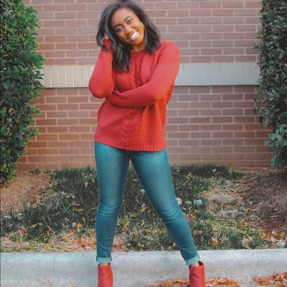 Burnt Orange Open Back Sweater